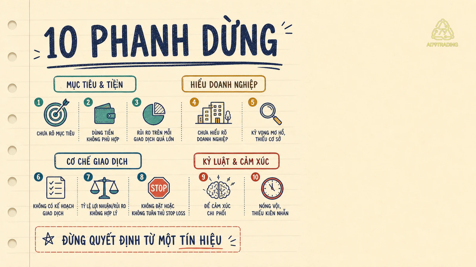 Bản đồ 10 phanh dừng của nhà đầu tư mới chia thành bốn nhóm.