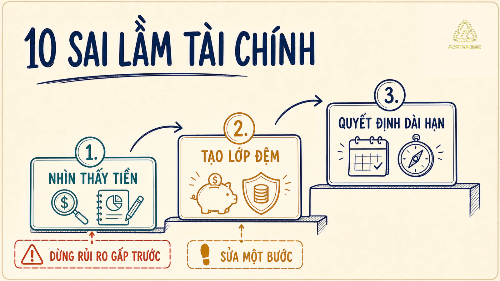 Bản đồ ba tầng ưu tiên 10 sai lầm tài chính từ nhìn thấy tiền đến quyết định dài hạn