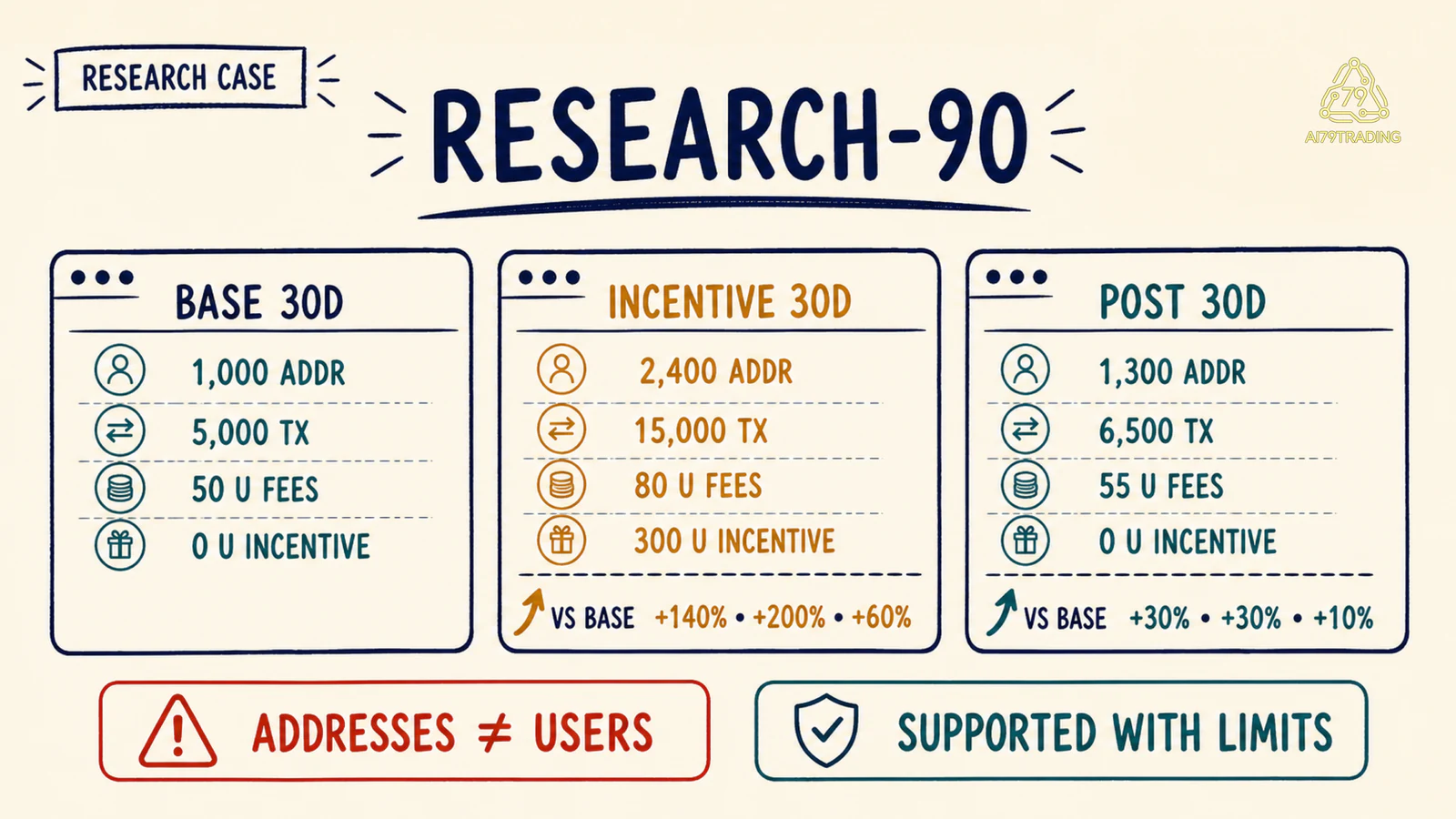 Bảng RESEARCH-90 ba cửa sổ Base Incentive Post và các phần trăm thay đổi