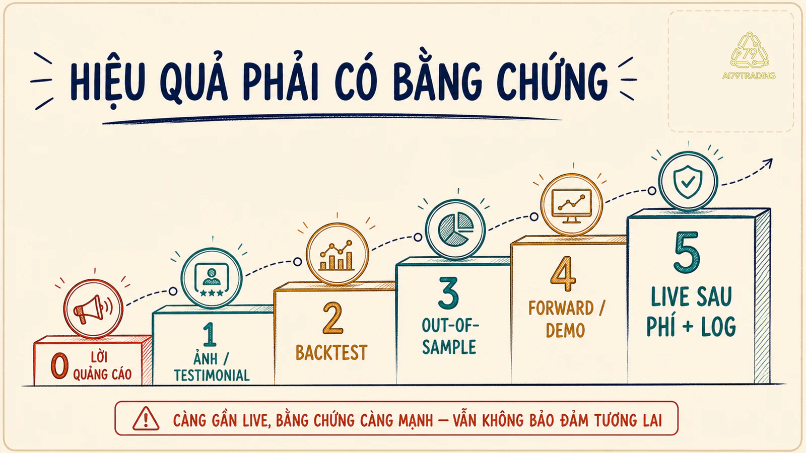 Thang sáu mức bằng chứng đánh giá hiệu quả AI Trading