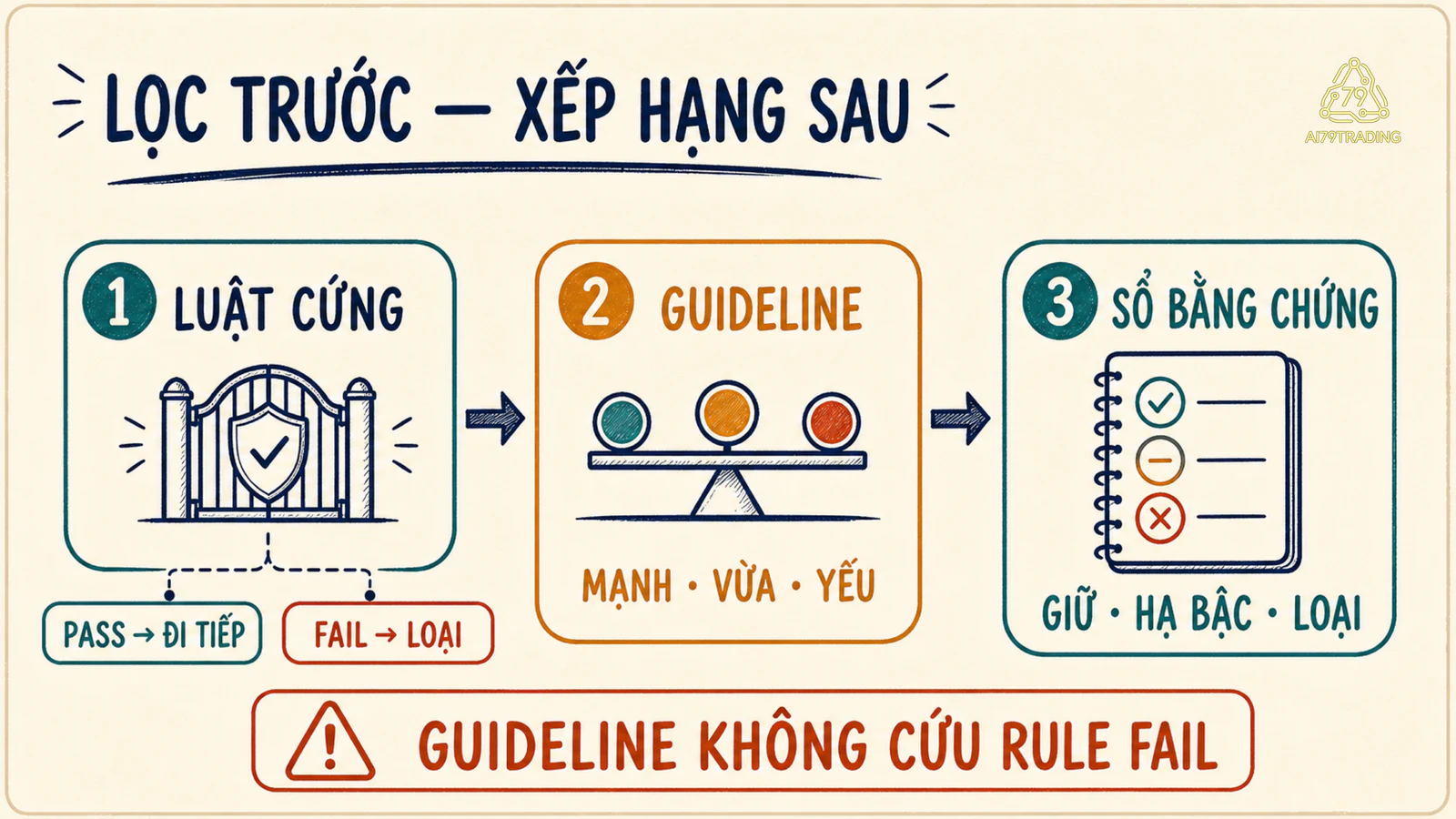 Quy trình lọc luật cứng rồi ghi sổ bằng chứng