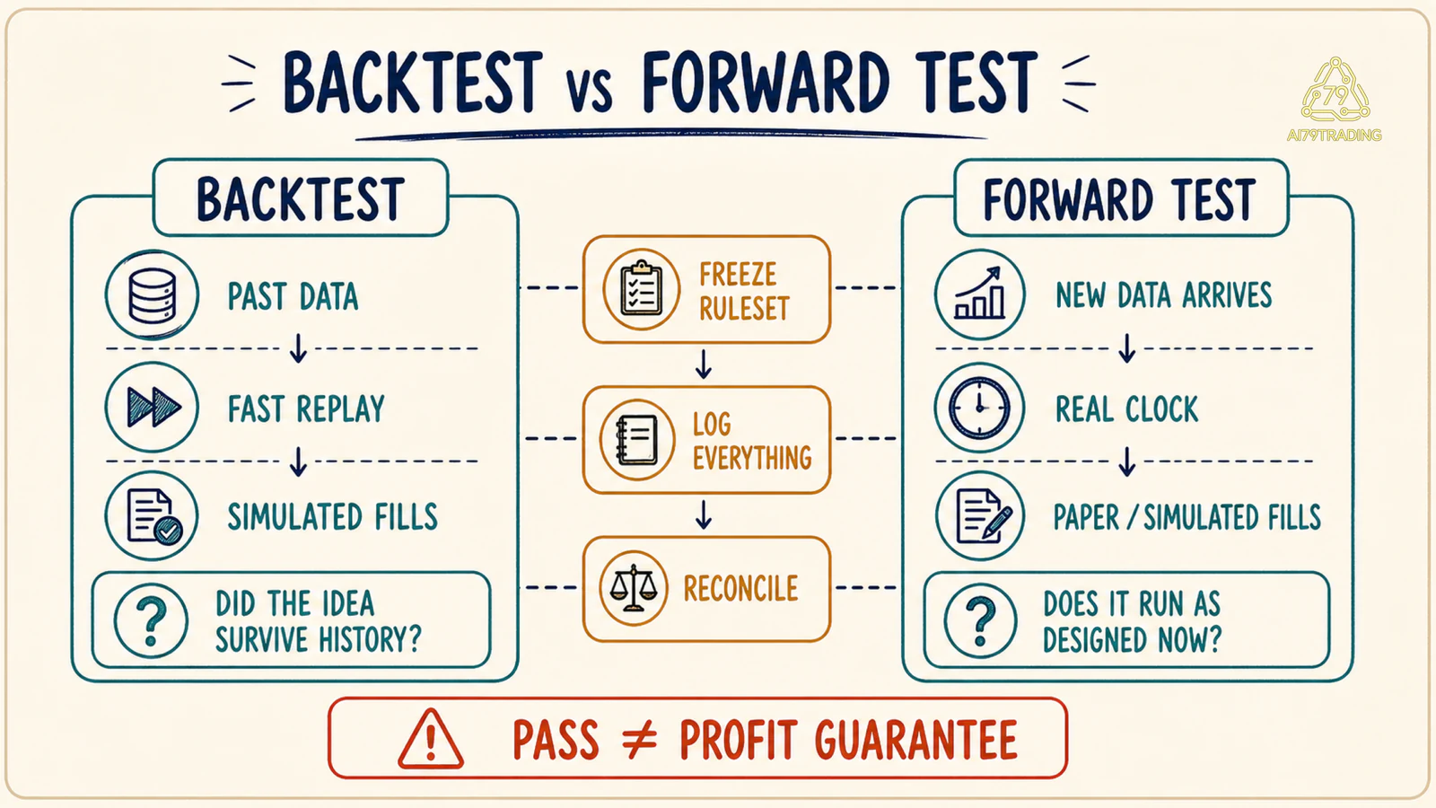 So sánh Backtest và Forward Test qua dữ liệu thời gian fill và câu hỏi kiểm chứng