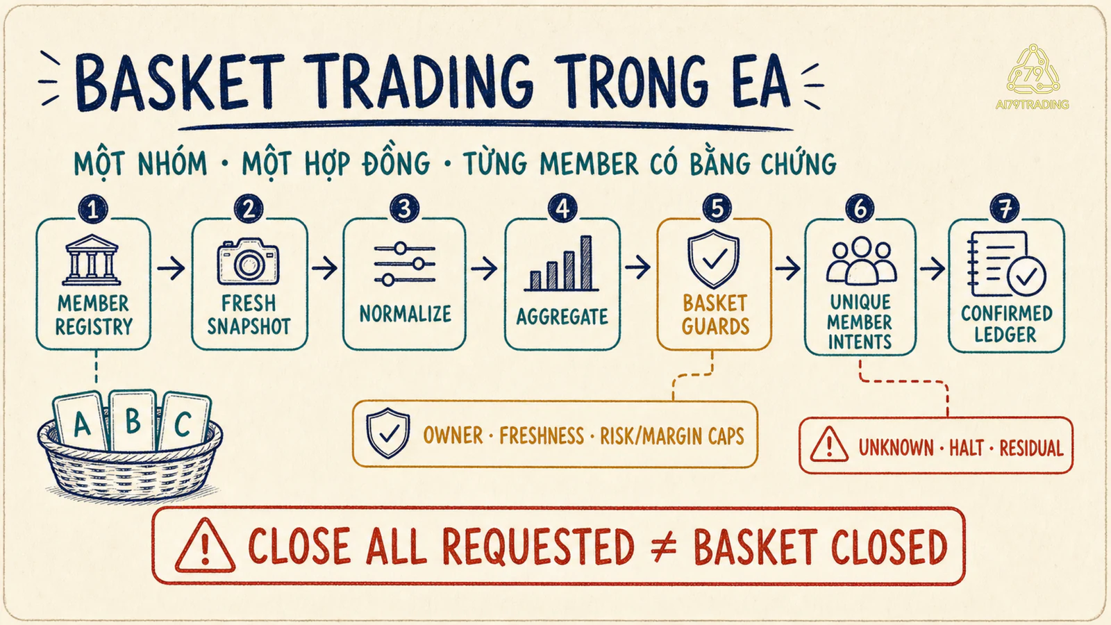 Sơ đồ Basket Controller từ sổ thành viên qua ảnh chụp quy đổi và cổng nhóm đến sổ xác nhận