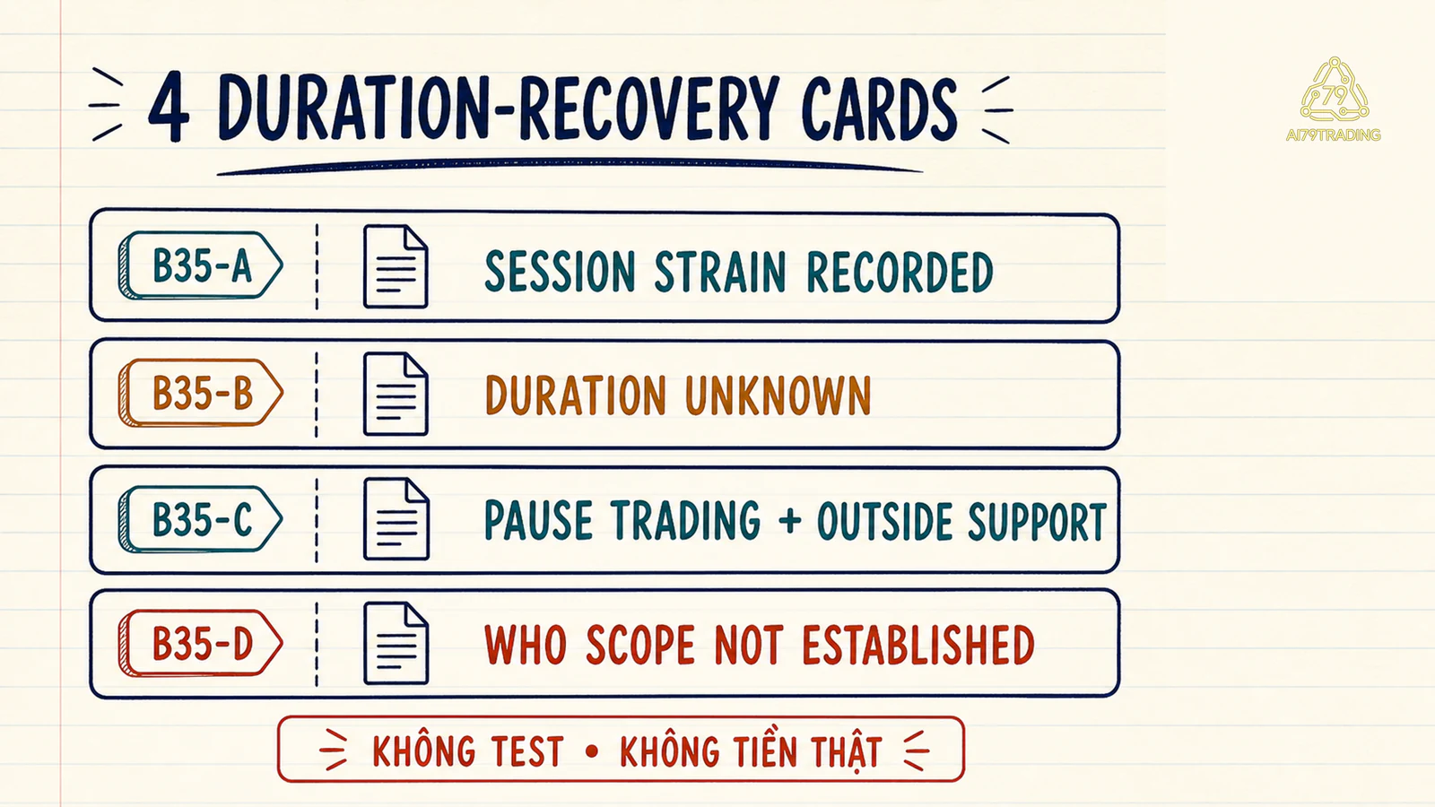 Bốn Duration Recovery Card giữ duration và WHO scope