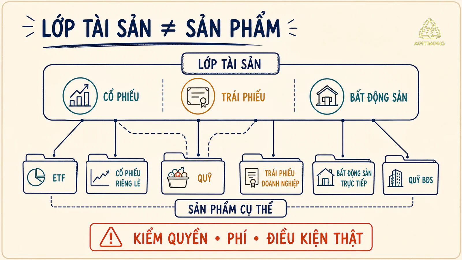Sơ đồ hai tầng phân biệt lớp tài sản với sản phẩm đầu tư cụ thể