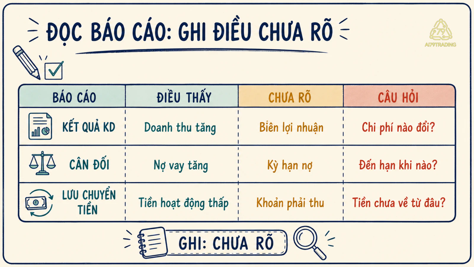 Worksheet ba báo cáo tài chính