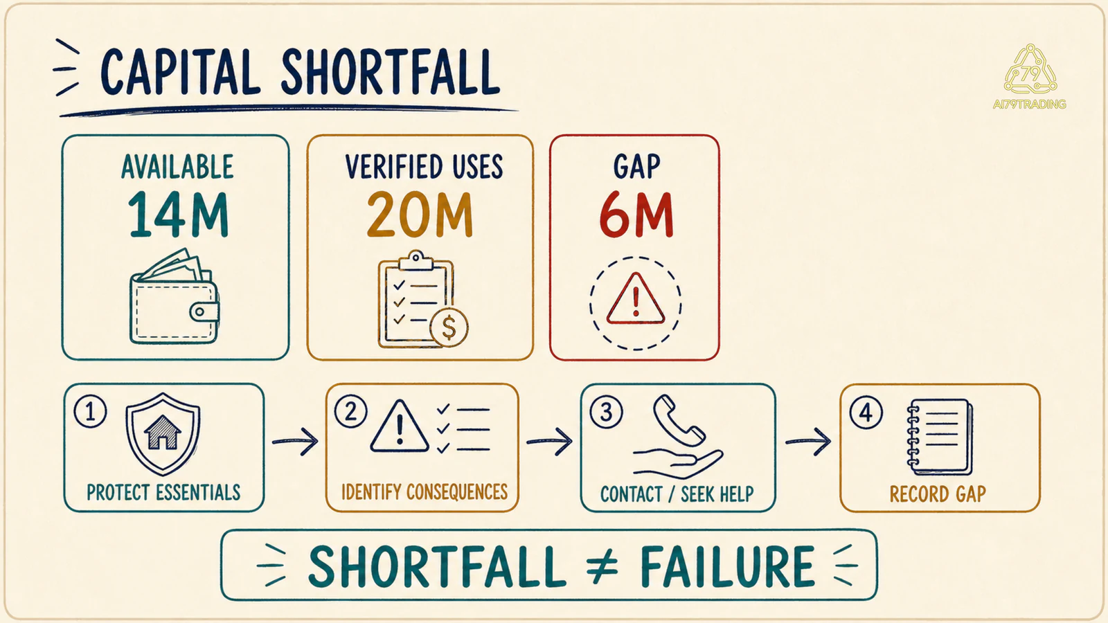 Protocol xử lý shortfall 6 triệu trong scenario giả định