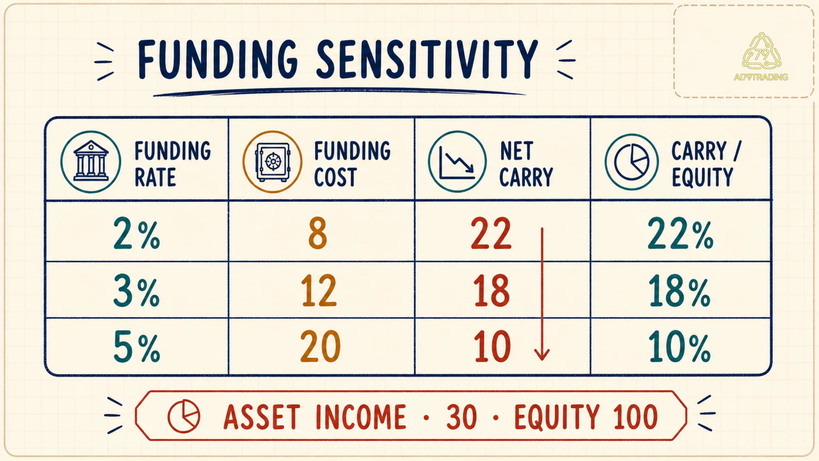 Bảng funding 2 3 và 5 phần trăm tạo carry 22 18 và 10