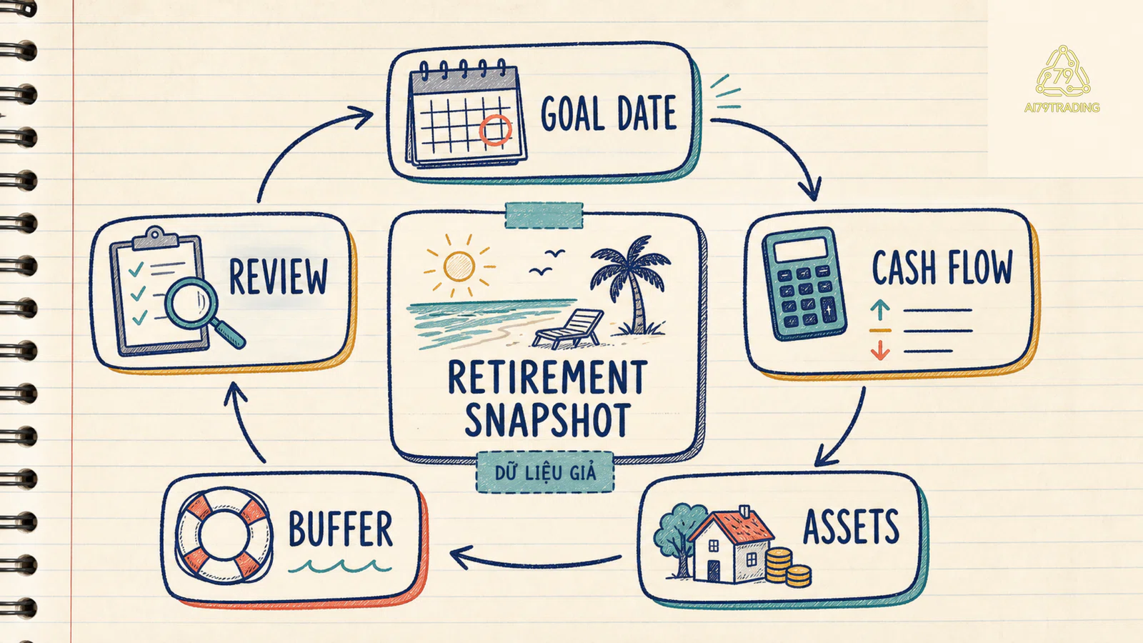 Vòng retirement snapshot từ goal date đến review