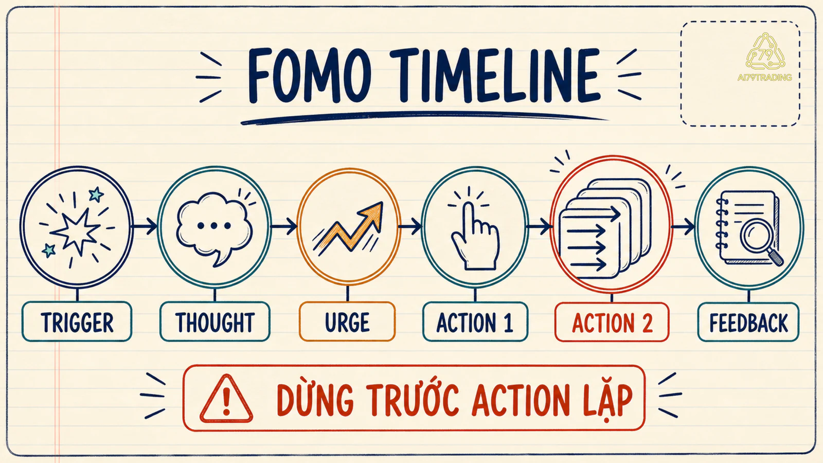 Timeline case FOMO từ trigger đến overtrading và feedback