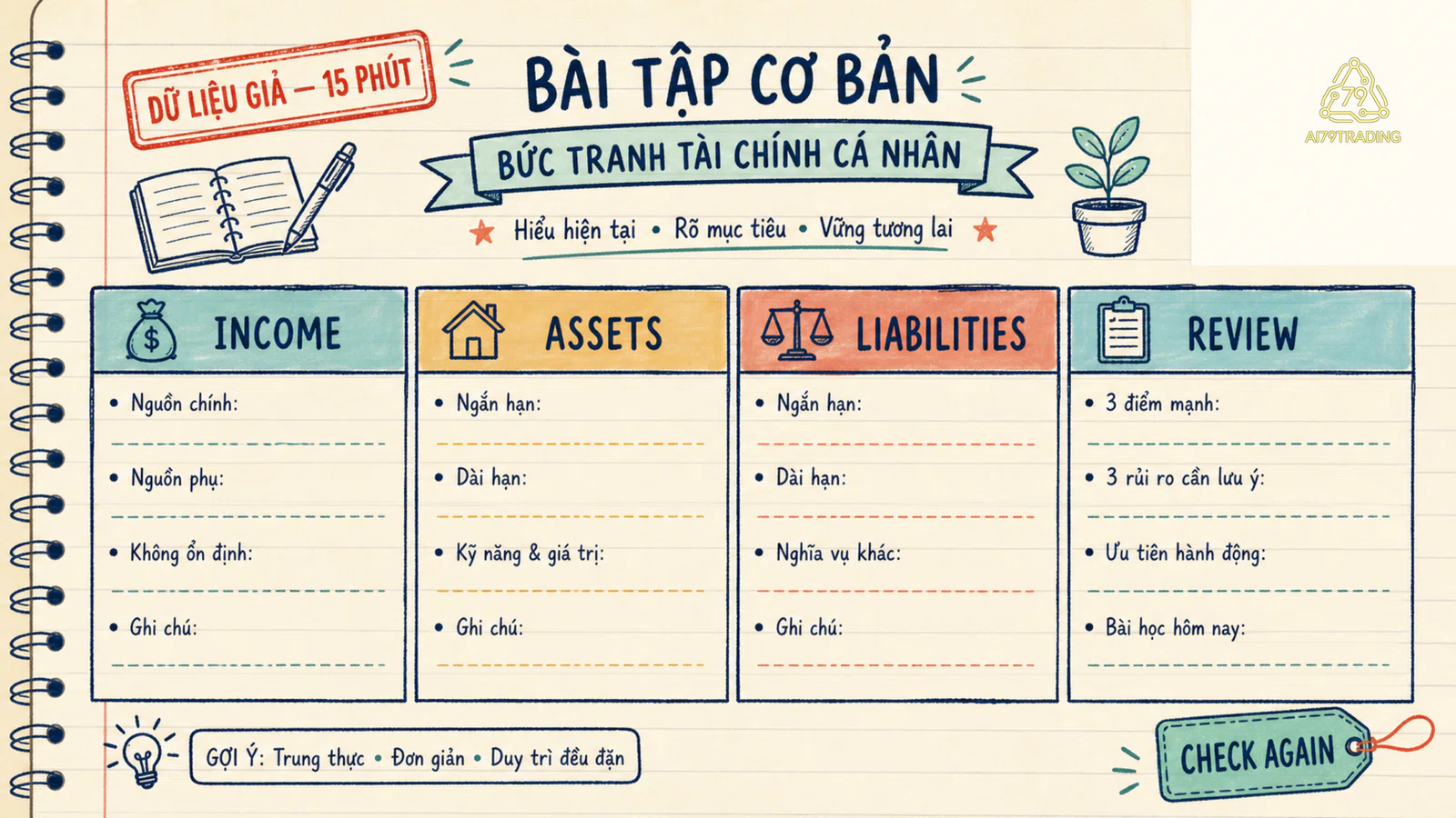 Mẫu net-worth snapshot 15 phút bằng dữ liệu giả
