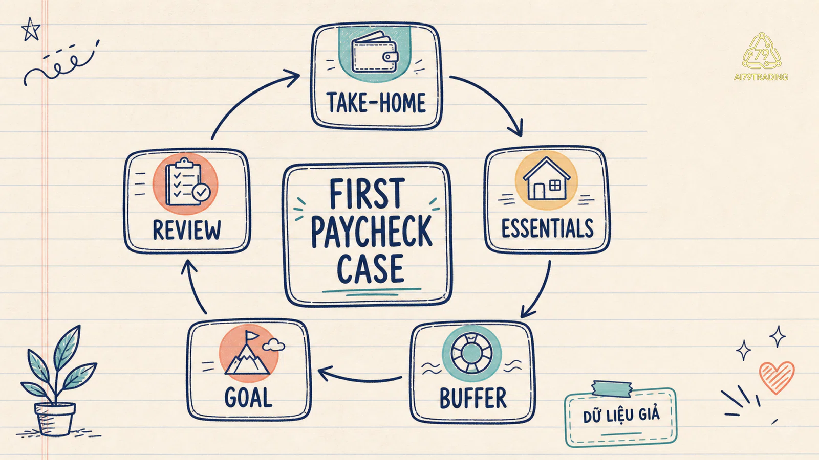 Case người mới đi làm nối paycheck với essentials buffer goal và review