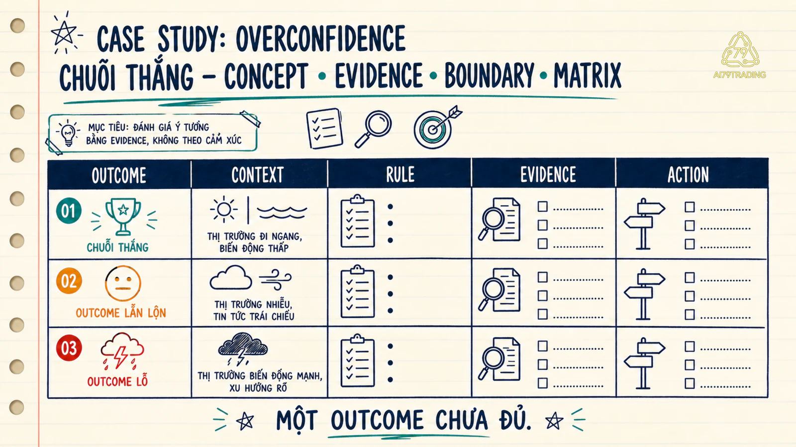 Ma trận evidence và boundary sau chuỗi thắng