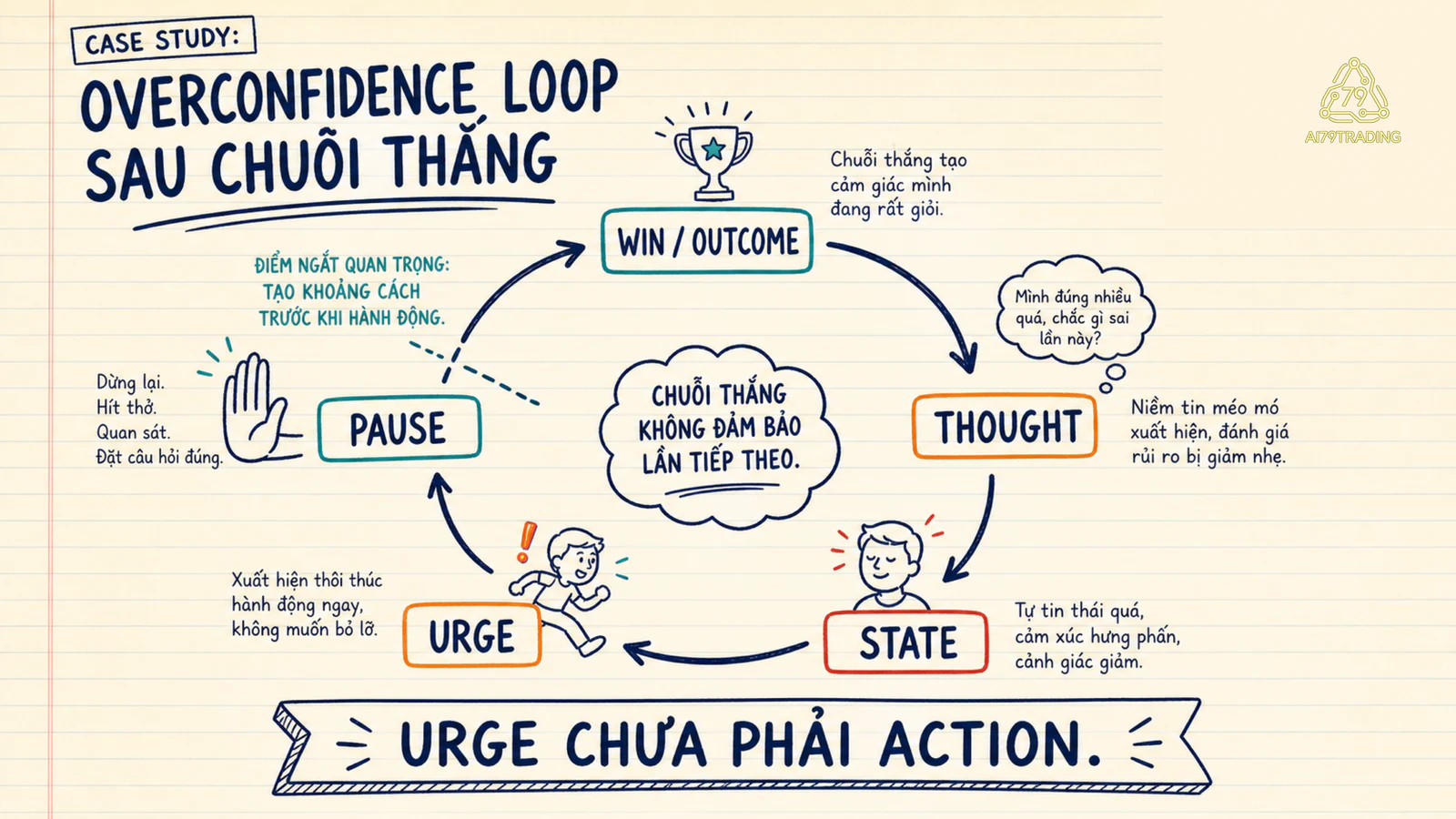 Vòng outcome thắng, thought, state, urge và pause