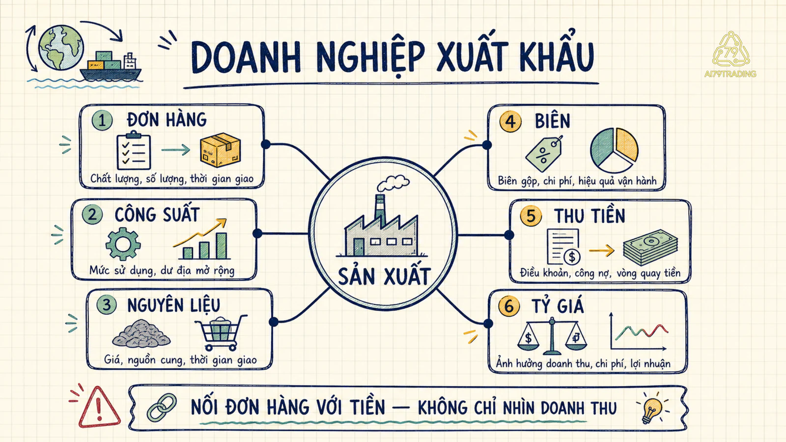 Sáu liên kết để đọc doanh nghiệp sản xuất xuất khẩu
