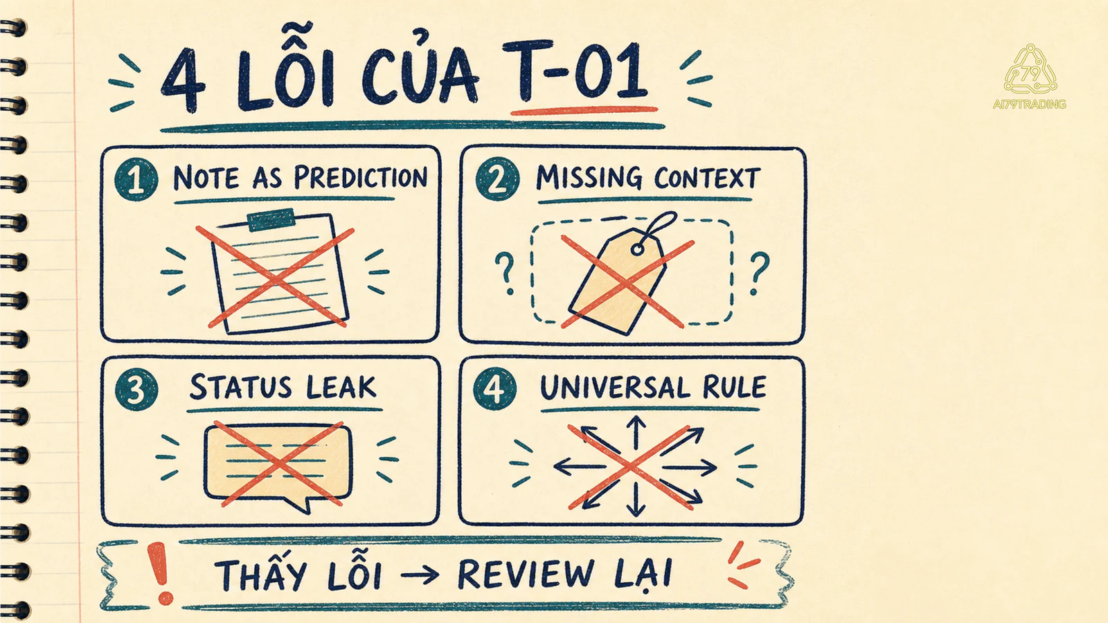 Bốn lỗi đổi observation thành prediction bỏ context status leak và biến case thành rule