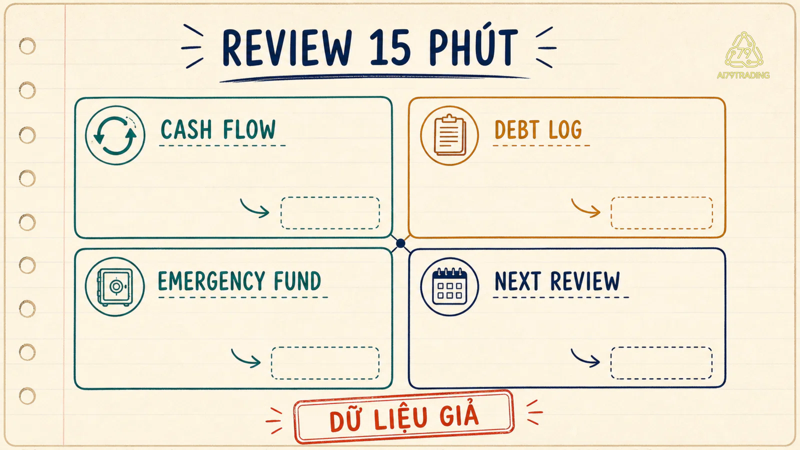 Mẫu bốn bảng review đã điền bằng dữ liệu giả của Minh, chưa dùng tiền thật