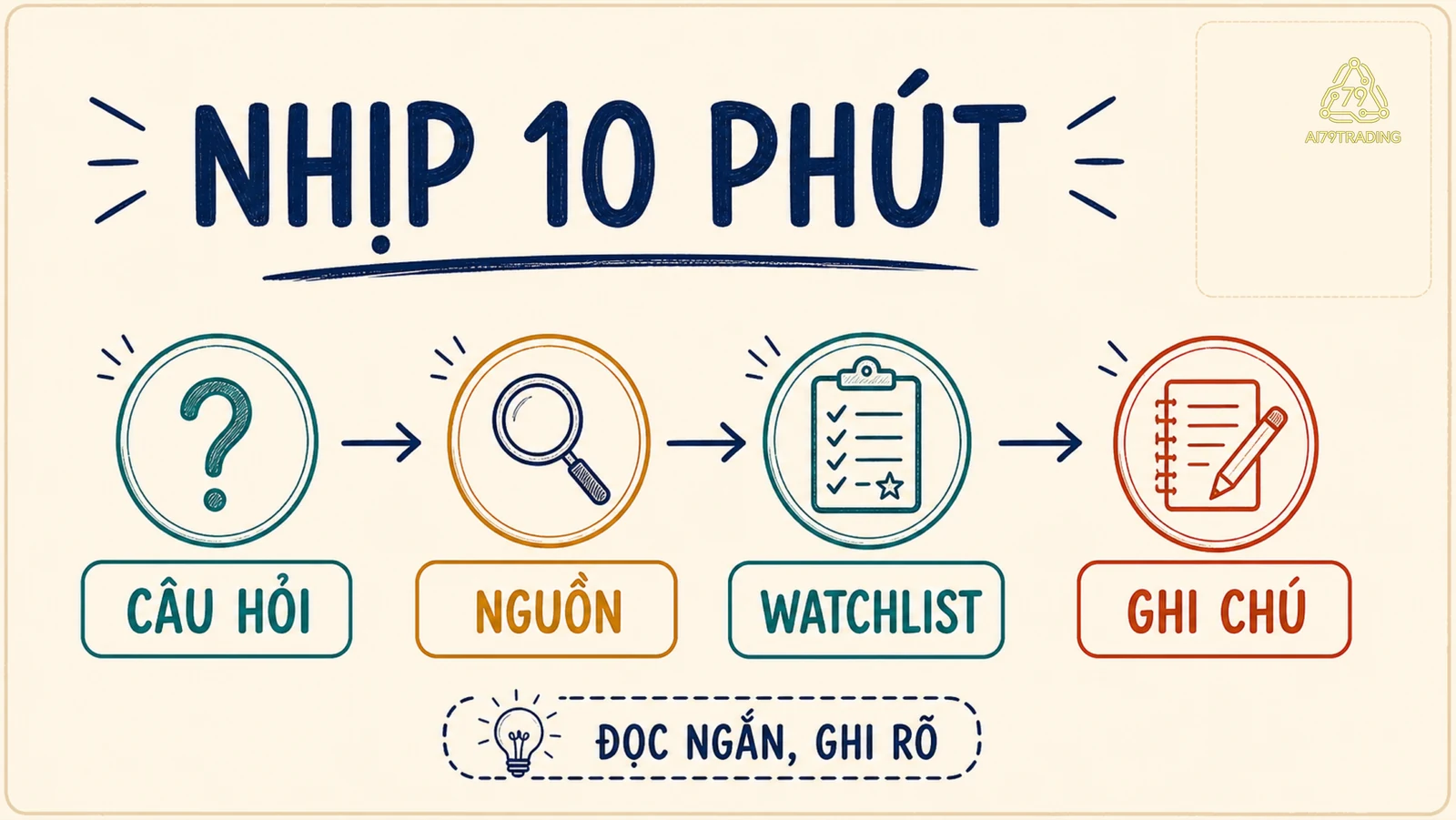 Dòng chảy mười phút từ câu hỏi, nguồn, watchlist đến nhật ký