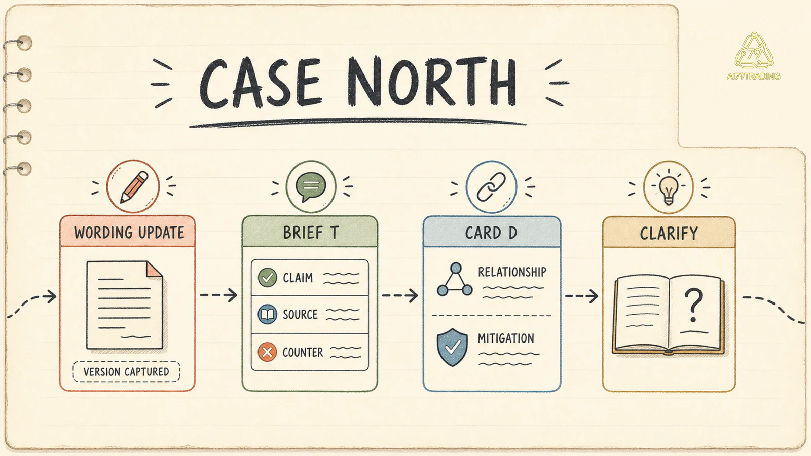 Case North đi từ wording update sang Thesis Brief T Disclosure Card D và clarify