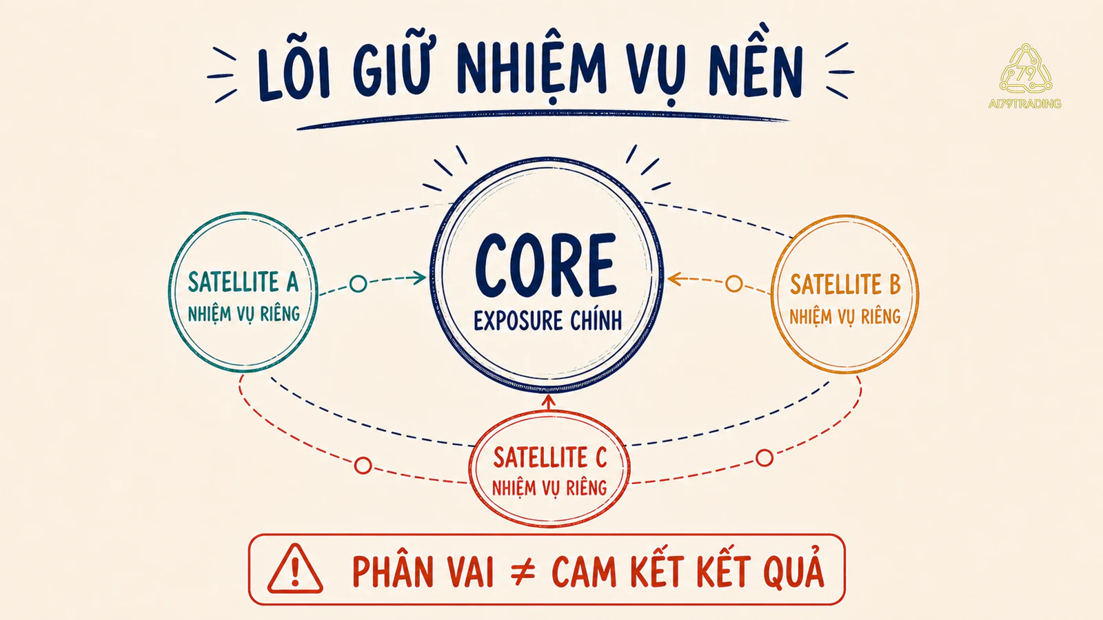 Lõi mang mức tiếp xúc chính ở giữa và các vệ tinh có nhiệm vụ riêng ở vòng ngoài