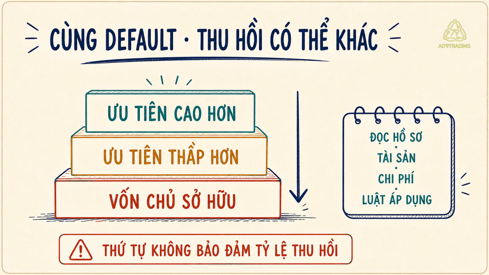 Thang thứ tự chủ nợ cho thấy vị trí khác nhau có thể dẫn đến mức thu hồi khác nhau