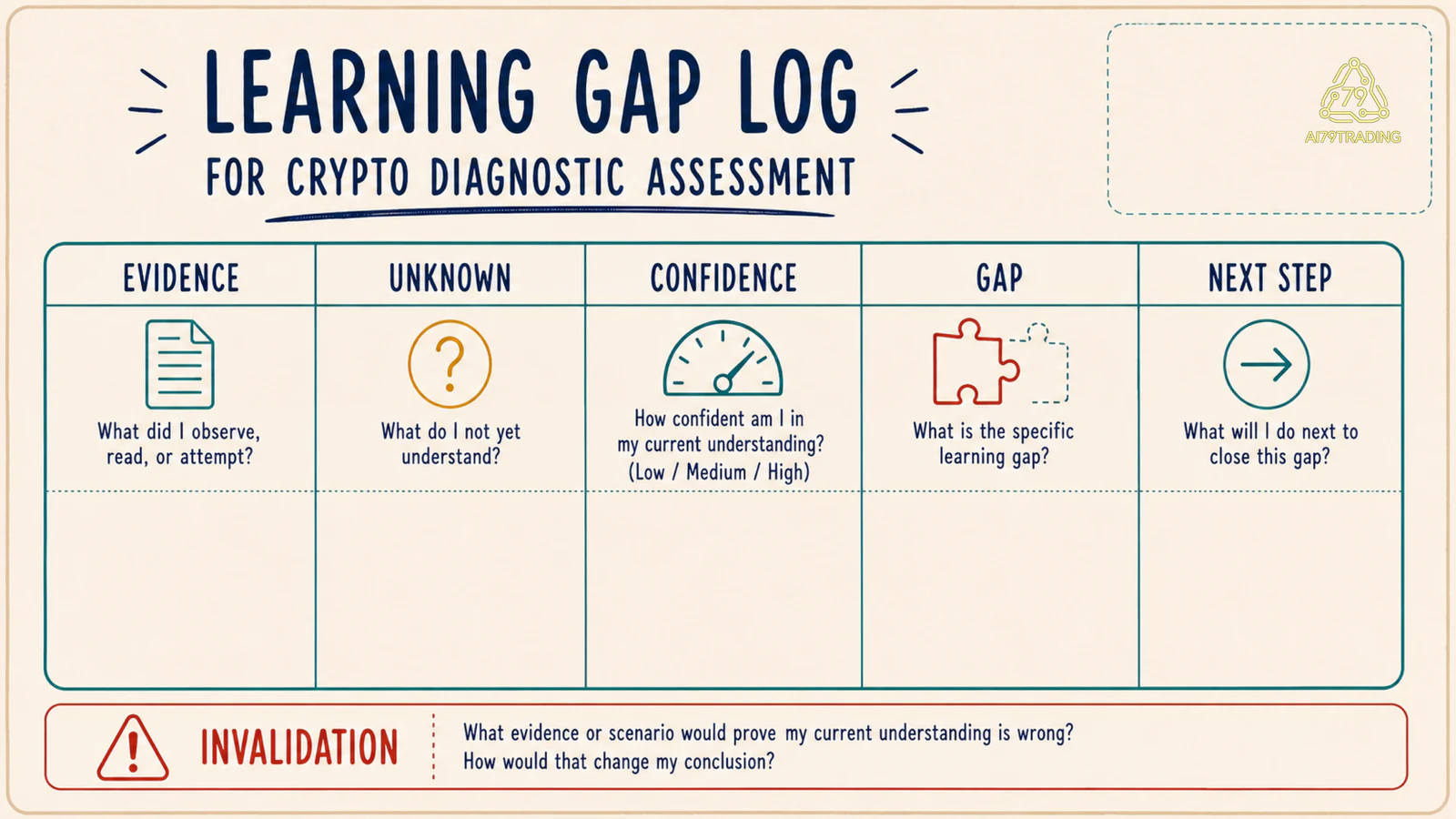 Gap log tách evidence unknown confidence và bước học tiếp