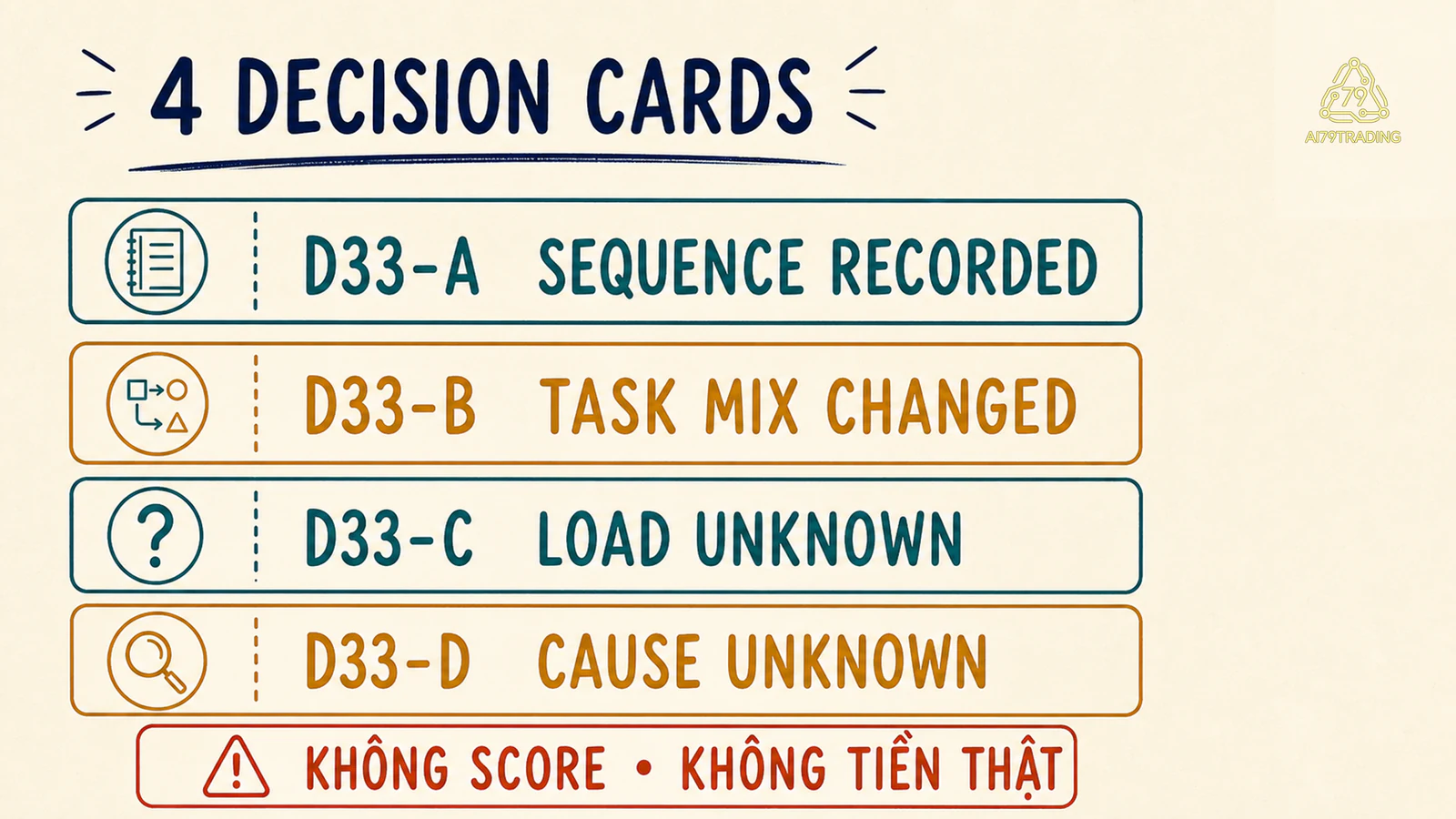 Bốn Decision Sequence Card với recorded changed và unknown
