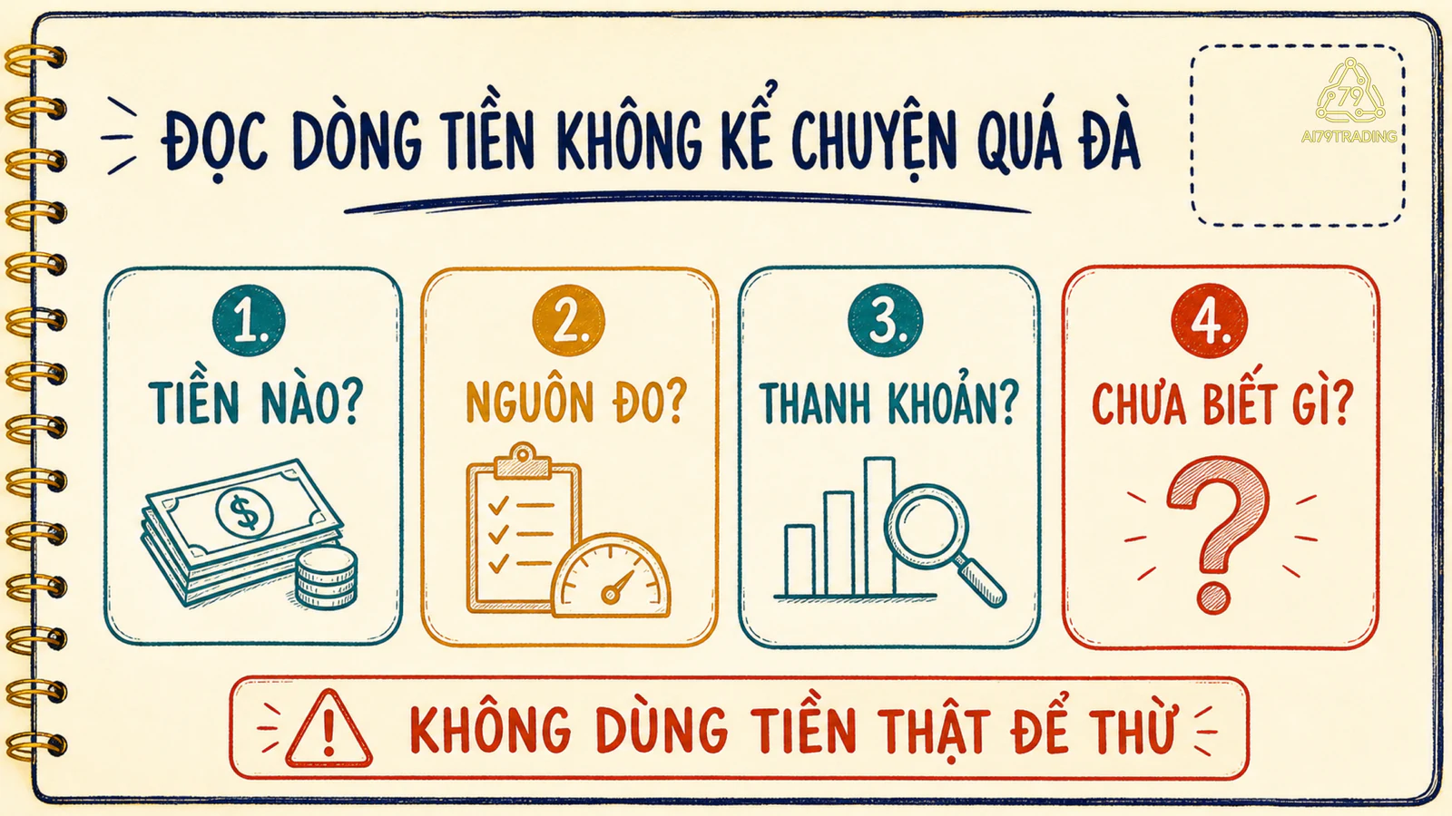 Checklist bốn câu hỏi về loại dòng tiền, nguồn đo, thanh khoản và điều chưa biết