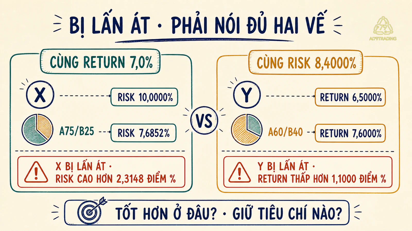Hai phép so cùng return và cùng risk để nhận diện danh mục bị thống trị