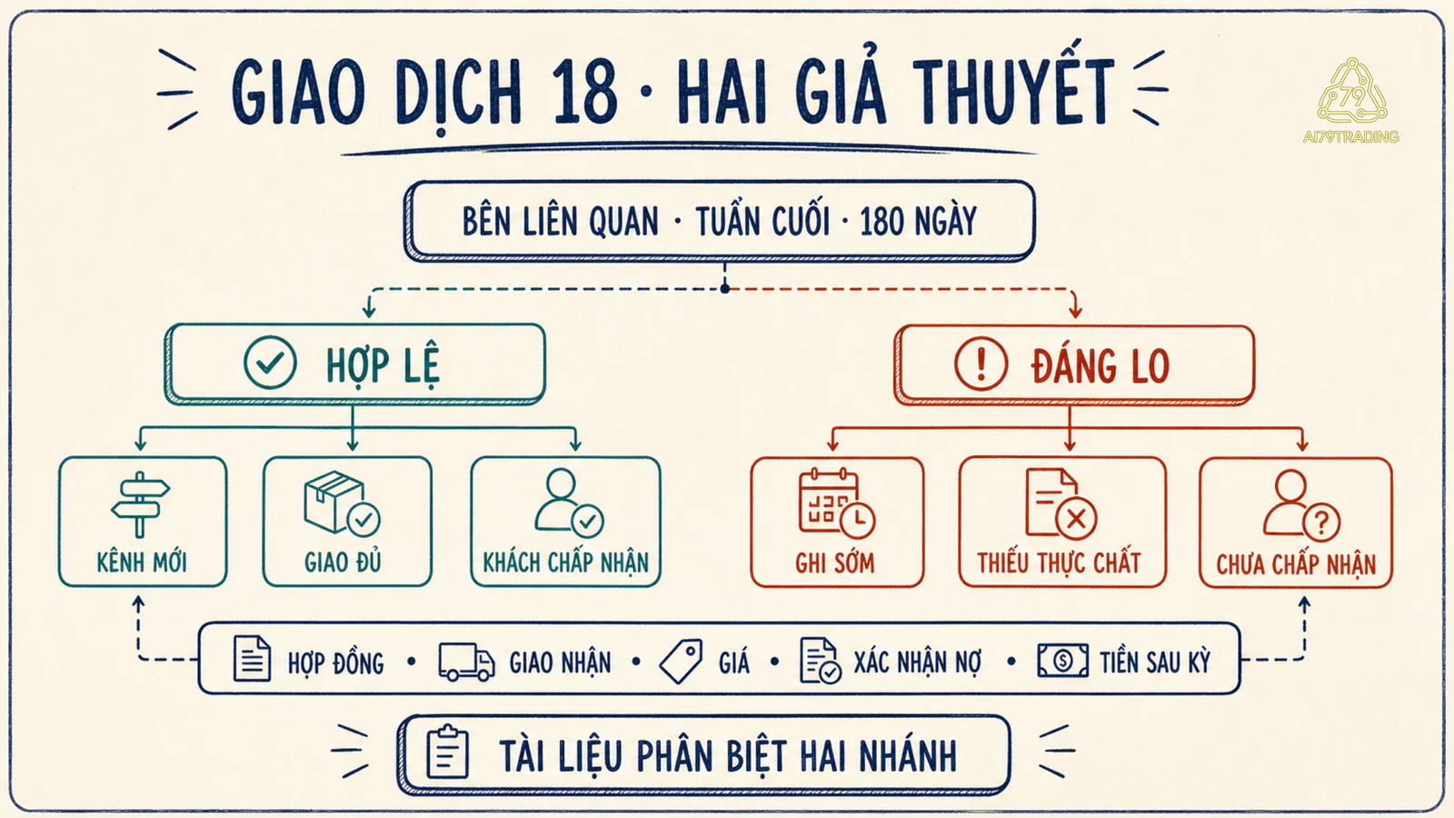 Cây giả thuyết cho giao dịch bên liên quan 18, tách lời giải thích hợp lệ và đáng lo cùng tài liệu cần kiểm