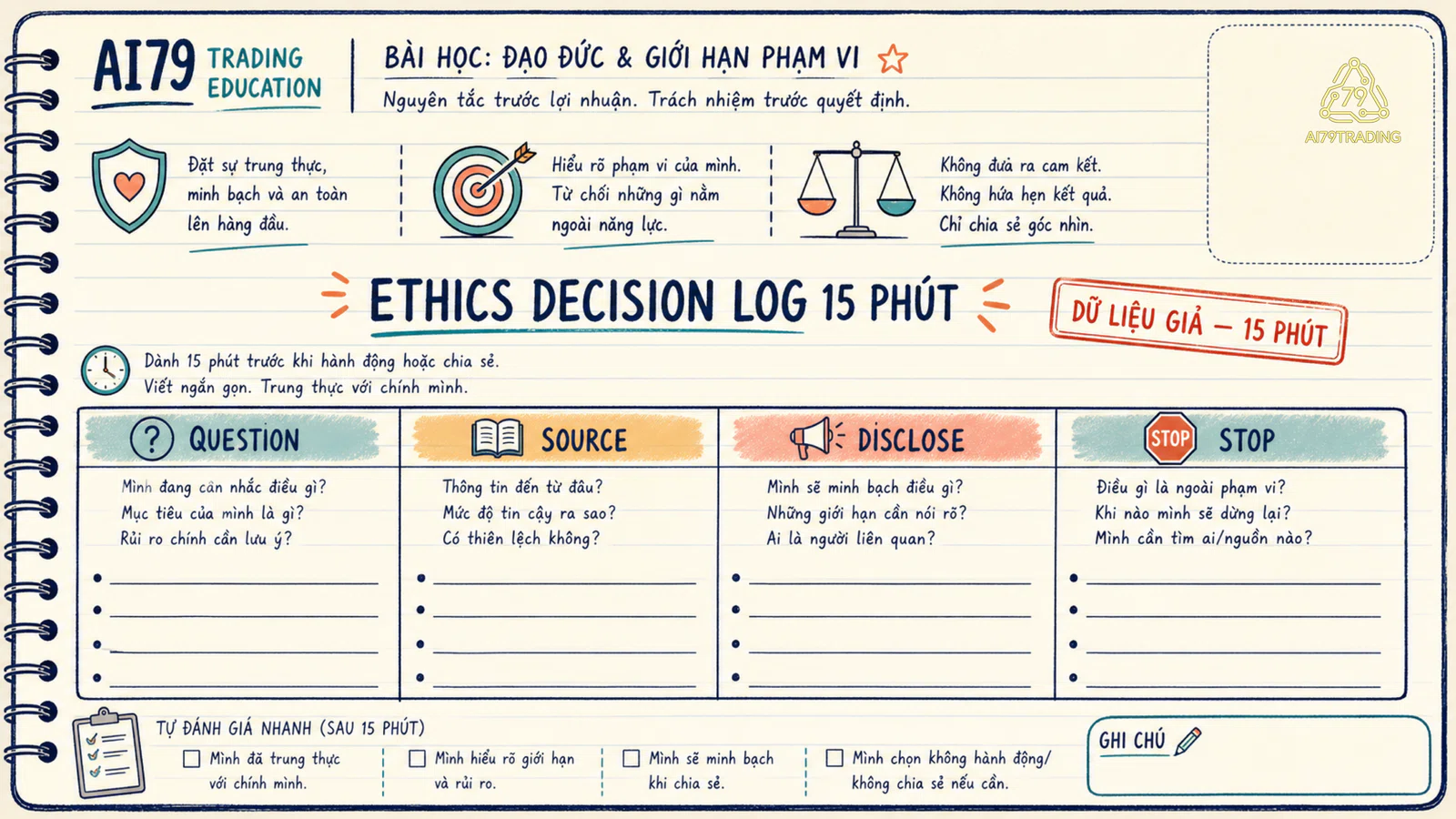 Mẫu ethics decision log 15 phút bằng dữ liệu giả