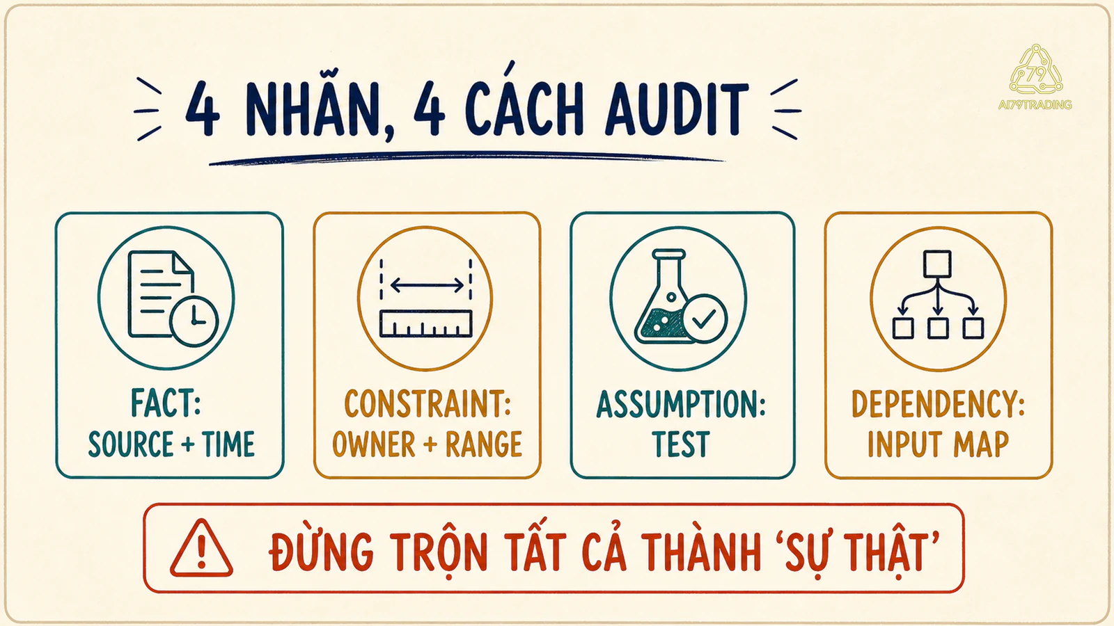 Bốn nhãn fact constraint assumption và dependency