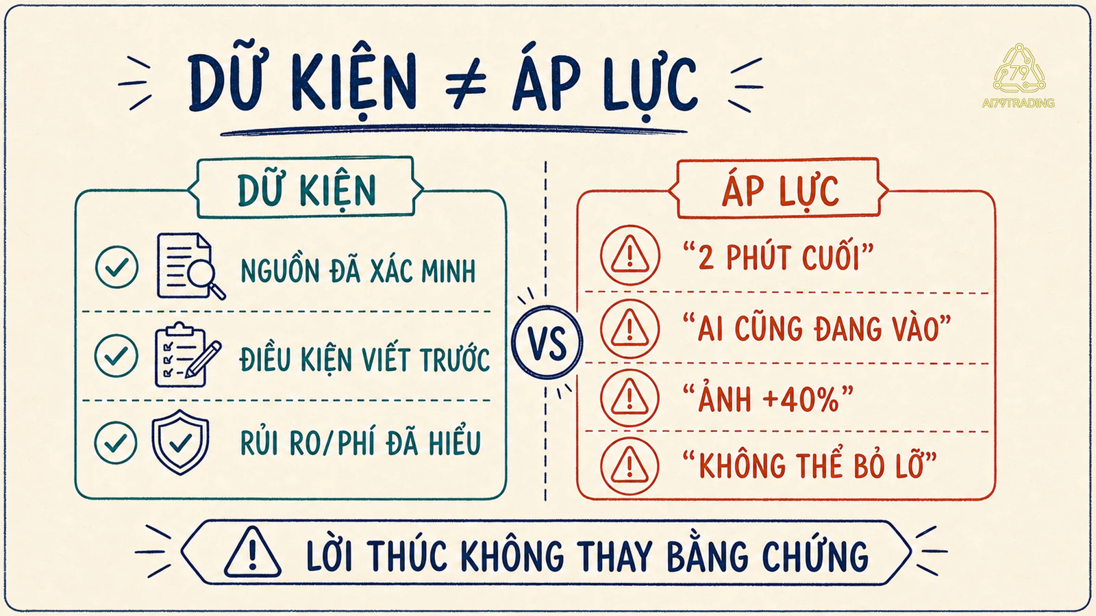 Hai cột phân biệt dữ kiện đã xác minh với câu chữ tạo áp lực FOMO
