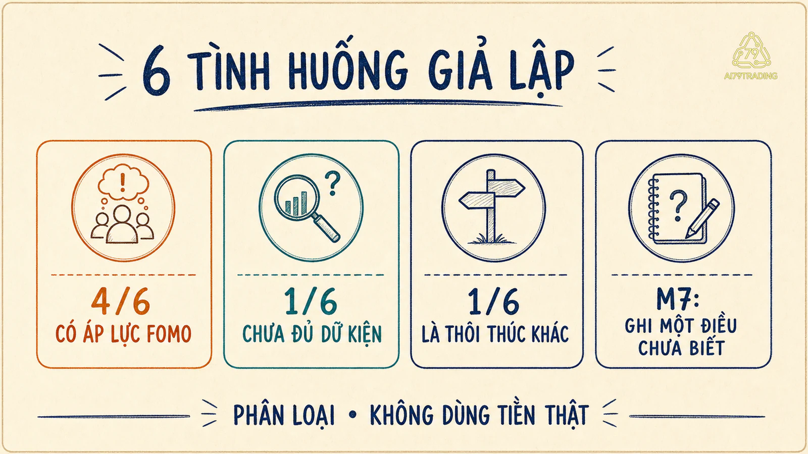 Bảng phân loại sáu tình huống giả lập thành áp lực FOMO chưa đủ dữ kiện và thôi thúc khác