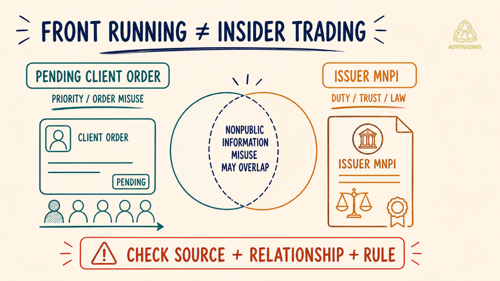 So sánh front running với insider trading
