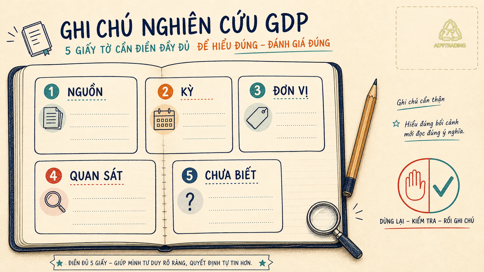 Trang note GDP gồm nguồn, kỳ, đơn vị, quan sát và những điều còn chưa biết