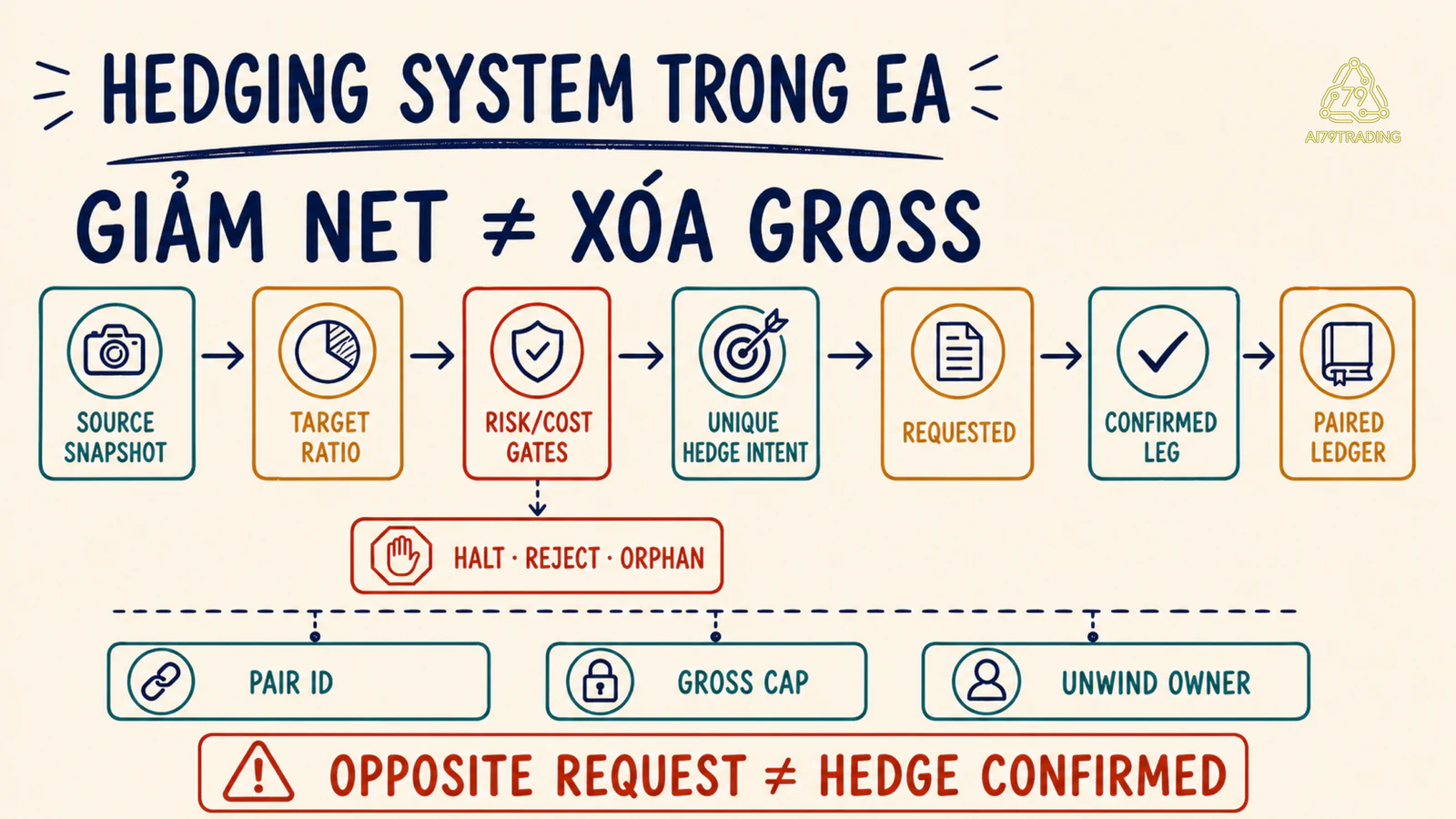 Sơ đồ Hedging System liên kết nguồn tỷ lệ mục tiêu cổng rủi ro chân bù trừ và sổ cặp xác nhận