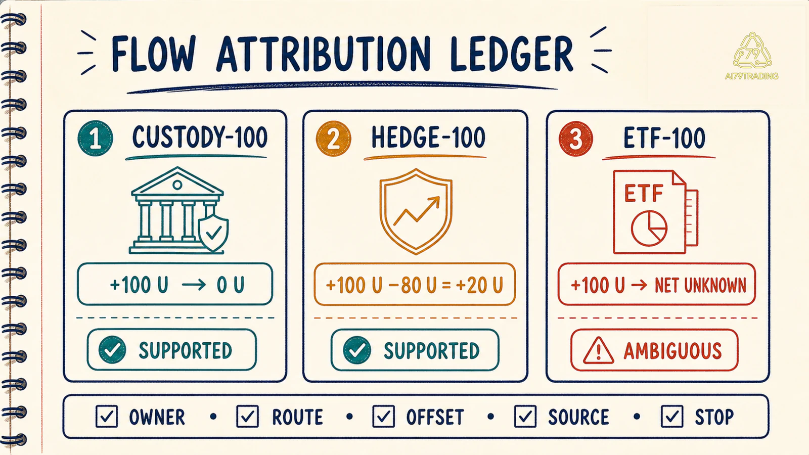 Mẫu Flow Attribution Ledger ba case custody hedge và ETF đã điền