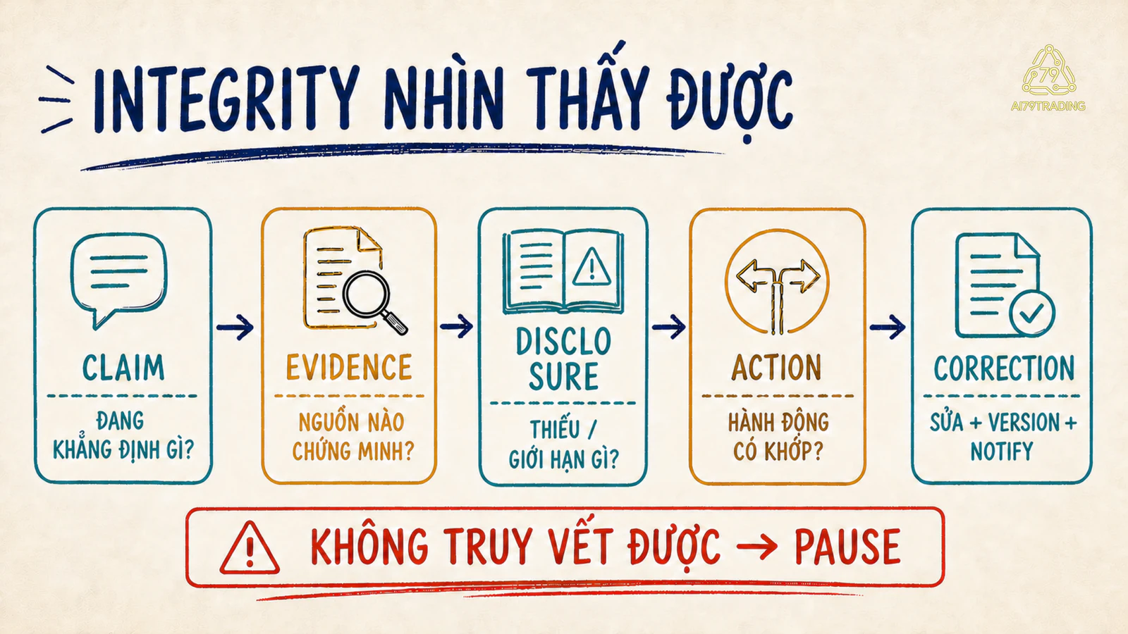 Chuỗi năm bước nối mệnh đề, căn cứ, công bố, hành động và sửa sai
