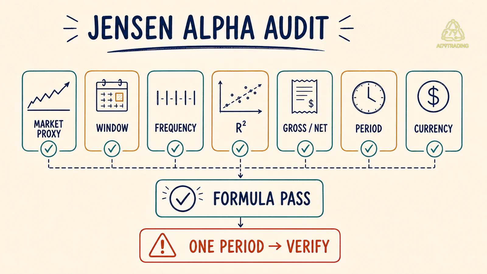 Phiếu kiểm dữ liệu beta market proxy và công thức Jensen Alpha