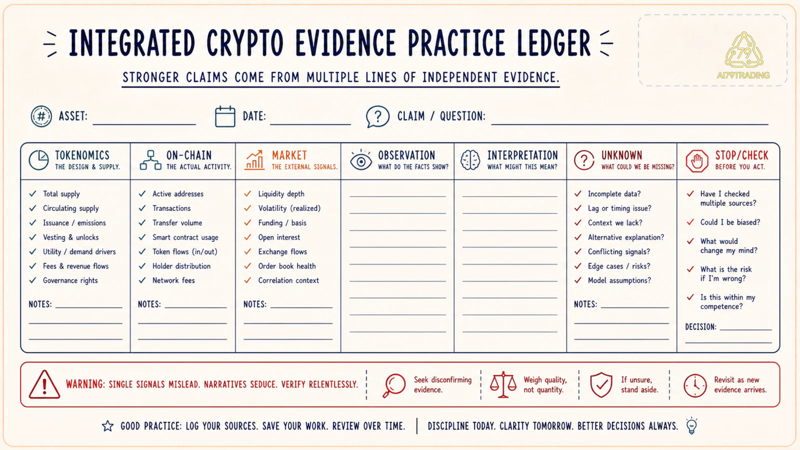 Practice evidence matrix có observation interpretation unknown và stop gate