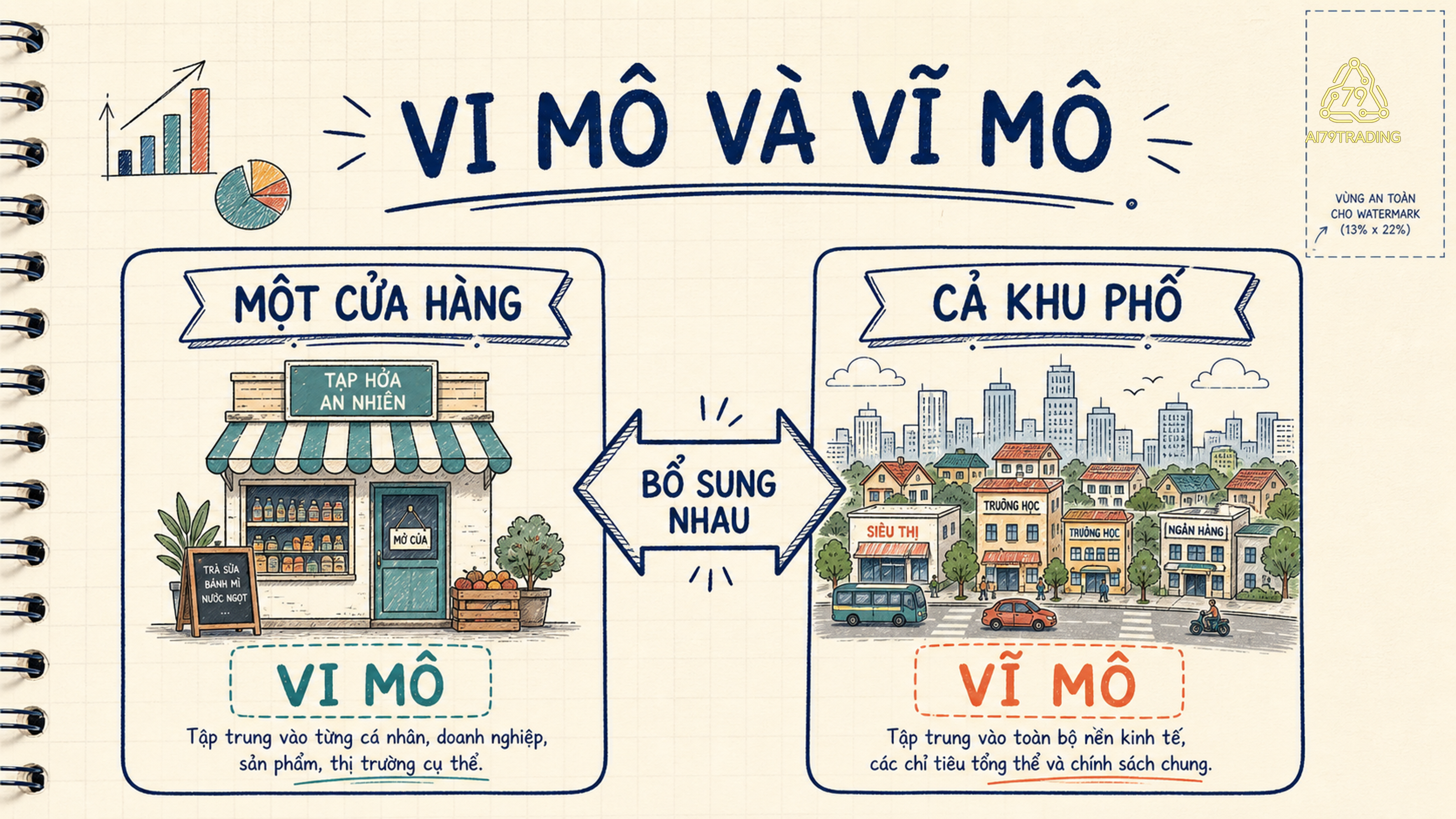 Một cửa hàng đại diện góc vi mô bên cạnh cả khu phố đại diện góc vĩ mô