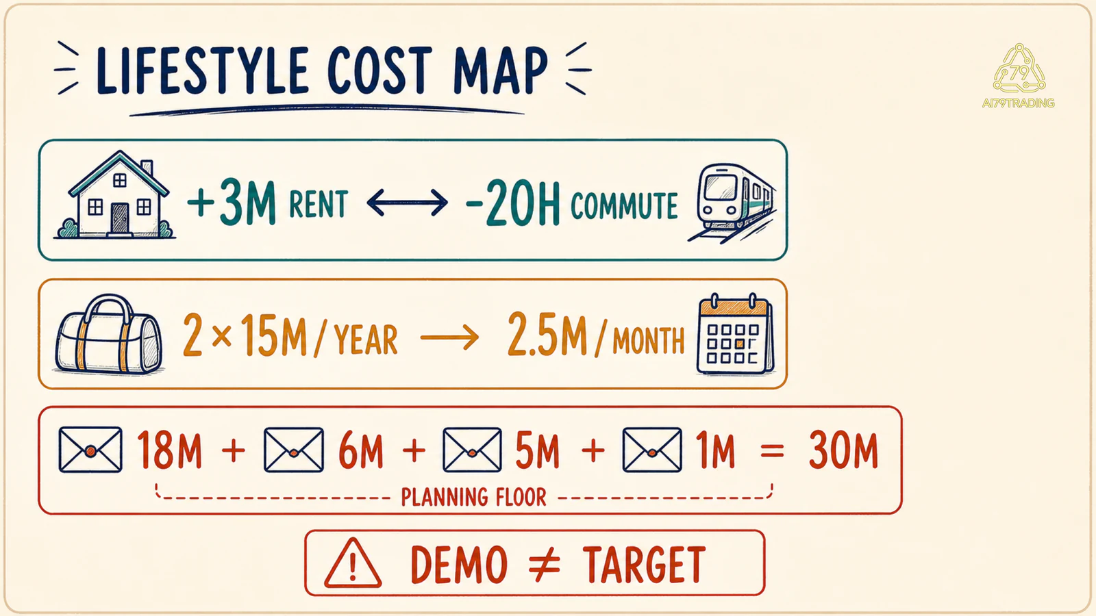 Ba phép tính trade-off và cost map giả định