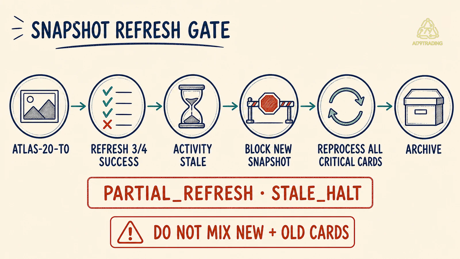 Refresh gate của Atlas-20 chặn snapshot mới khi chỉ ba trên bốn card cập nhật và Activity còn stale