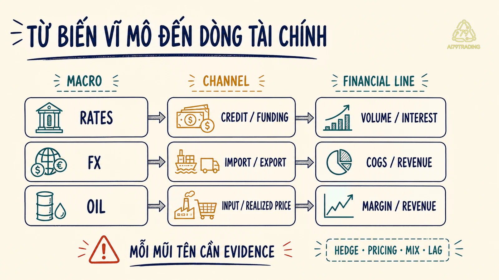 Ma trận nối lãi suất, tỷ giá và dầu với channel cùng dòng tài chính