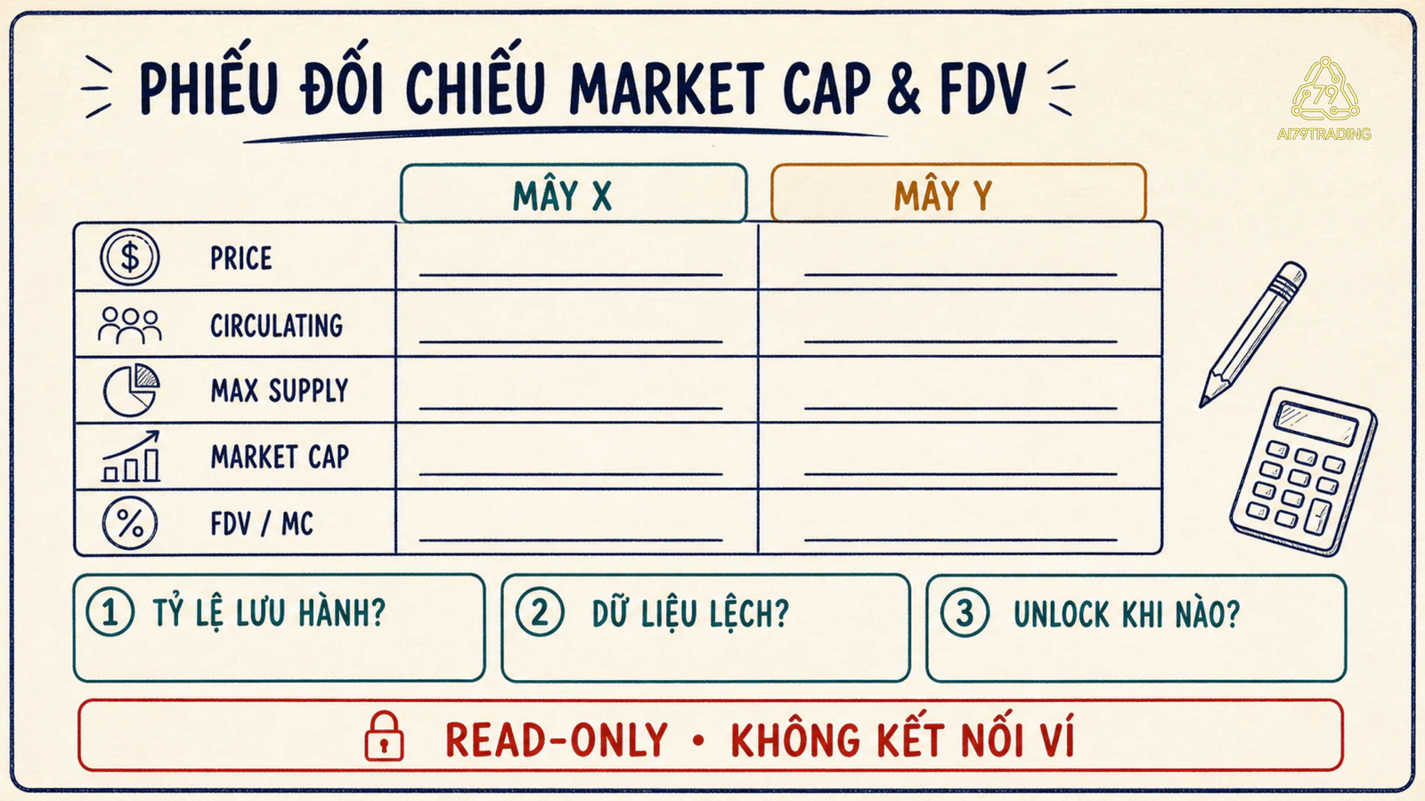 Phiếu đối chiếu Giá trị lưu hành và giá trị toàn bộ nguồn cung (FDV) cho hai đồng bằng dữ liệu đọc miễn phí