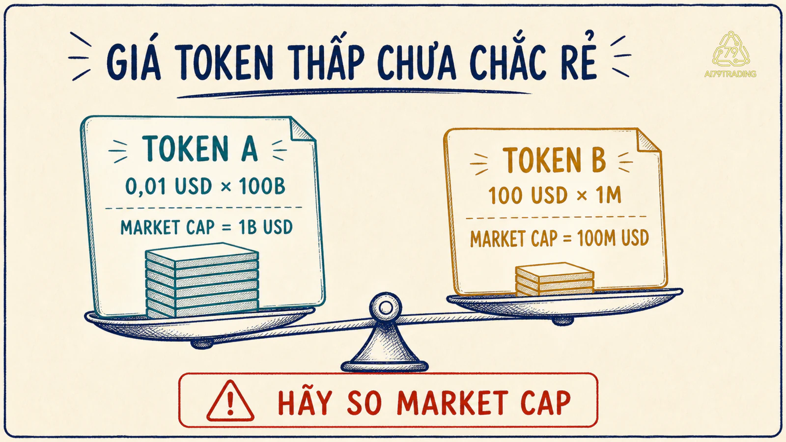 Minh họa giá đồng thấp vẫn có thể đi cùng Giá trị lưu hành lớn
