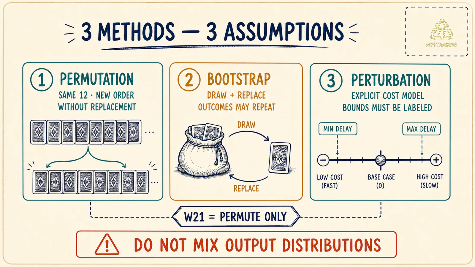 Ba phương pháp permutation bootstrap và perturbation với quy tắc lấy mẫu khác nhau