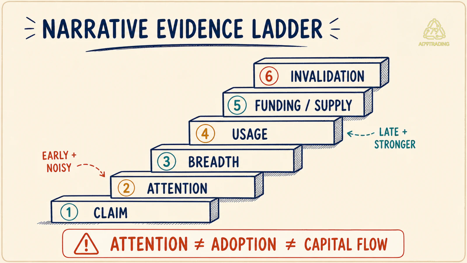Thang bằng chứng Narrative Rotation từ câu chuyện, chú ý, độ rộng, sử dụng tới funding và điểm vô hiệu