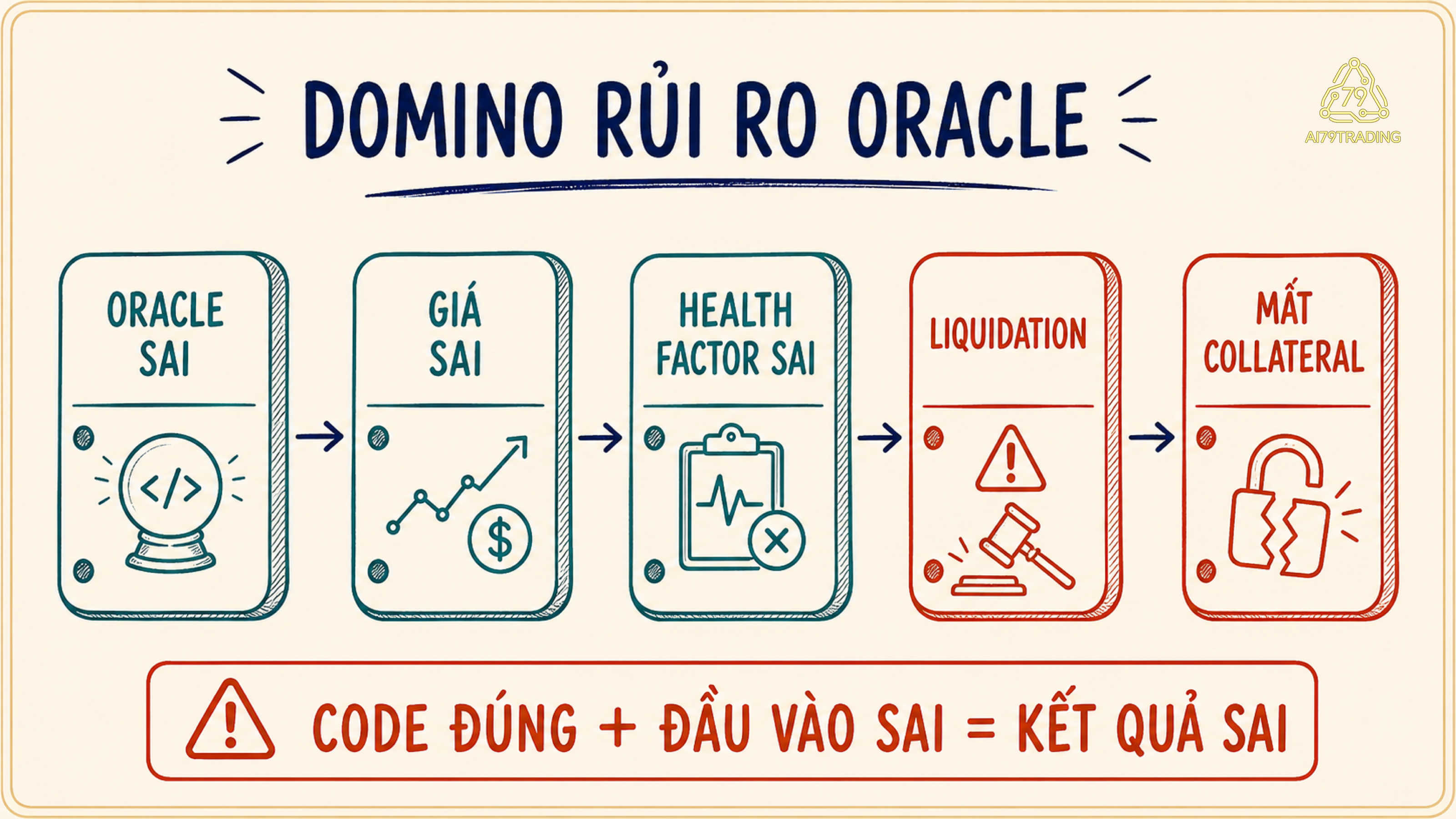 Chuỗi domino từ oracle sai qua liquidation đến mất collateral trong một vị thế DeFi